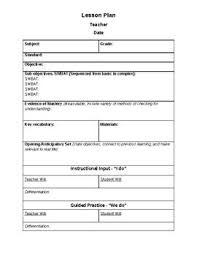 Simple Clean Lesson Plan Template In An I Do We Do You Do Format Header Is Editable For Lesson Title Yo Lesson Plan Templates How To Plan Teacher Leader