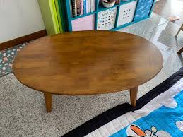 Vitya oval glass coffee table by uttermost #24338. Coffee Table Wooden Oval Shape Furniture Home Living Furniture Tables Sets On Carousell