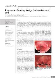 What to do if you swallow a fishbone? Pdf Fish Bone On Vocal Cord