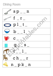 Prove your vocabulary mastery by completing challenges. Things In The Dining Room Esl Worksheet By Andang