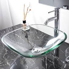 bathroom tempered glass vessel sink