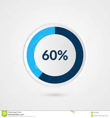 60 Percent Blue Grey And White Pie Chart Percentage Vector