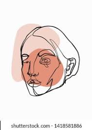 우아한 미니멀 한 여자 얼굴 추상 스톡 벡터(로열티 프리) 2674138581