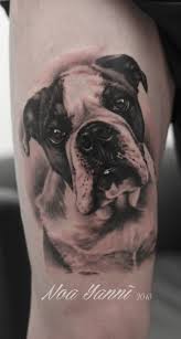 Black And White Boxer Dog Tattoo Ideas Black And Grey Dog Portrait Tattoo By Noa Yanni Inkedmag Dog Tattoos