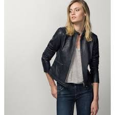 Blue Leather Jacket Leather Women Azerbaijan Massimo Dutti Blue Leather Jacket Leather Jacket Outfits Leather Jackets Women