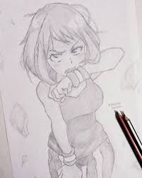 Another Pencil Sketch Of Uraraka From My Hero Academia Or Boku No Hero I M Getting A Little Bit Rusty At Penci Sketches Anime Drawings Sketches Anime Sketch