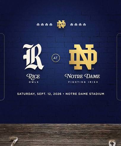 Schedule update 📆 We will host Rice in 2026 ☘️ 🆚 Rice 📍 South Bend,  Indiana 📅 9/12/2026 #GoIrish☘️