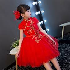 2017new Chinese Traditional Baby Girls Chi Pao Cheongsam Red Dress New Year Gift Children Clothes Kids Embroidery P Girl Outfits Flower Girl Dresses Baby Robes