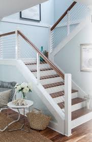 Image Result For Cable Railing In A Farmhouse Style Home Diy Staircase Interior Stairs Staircase Decor