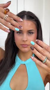 Trendy Nails March 2025 Turquoise and Brown
