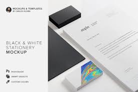 Black White Stationery Mockup 01 In Stationery Mockups On Yellow Images Creative Store
