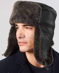 Black Frost Shearling Sheepskin Russian Hat For Men Russian Hat Ushanka Hat Hat For Man