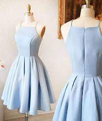 Light Blue Short Knee Length Bridesmaid Dresses Light Blue Short Prom Dress 18021601 In 2021 Satin Homecoming Dress Light Blue Homecoming Dresses Blue Homecoming Dresses