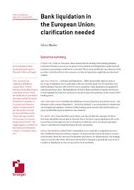 Banche ed istituti di credito e. Bank Liquidation In The European Union Clarification Needed