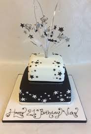 2 Tier Black And Silver Theme Cake With Star Theme Decoration White Birthday Cakes 60th Birthday Cakes 50th Birthday Cake