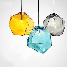 Modern Glass Ice Cube Pendant Light Lamp Grey Yellow Blue Ceiling Fixture Lights Modern Glass Pendant Light Ceiling Pendant Lights Pendant Light