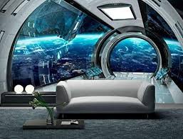 Qbte 3d Futuristisch Raumschiff Innenansicht Selbstklebende Tapete Wandbild Decoration 300 210cm Amazon De Kuche Haushalt Tapeten Fototapete Futuristisch