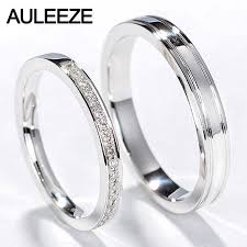 Auleeze Classic Natural Diamond Couple Rings Men Women Wedding Ring 18k White Gol White Gold Wedding Rings Black Diamond Wedding Rings Mens Wedding Rings Black