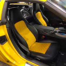 Black And Yellow Car Seats Corvette Yellow And Black Diamond Stitch Interior Seats Truck Interior Car Audio Car Seats