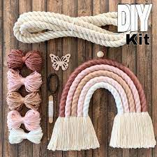 Diy Macrame Rainbow Kit Baby Room Decor Do It Yourself Rainbow Macrame Wall Hanging Fiber Rainbow Nursery Decoration Rainbow Macrame Rope Crafts Diy Rainbow Diy