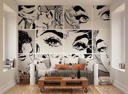 Black White Pop Art Wall Mural Self Adhesive Removable Etsy In 2021 Pop Art Decor Interior Design Bedroom Interior Art