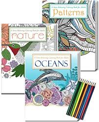 Did you mean colouring books. Amazon Com Gift Pack 3 Adult Coloring Books Coloring Pencils Set Oceans Coloring Book Nature Coloring Book Patterns Coloring Book Includes 10 Pre Sharpened Colored Pencils Arts Crafts Sewing