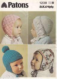 Patons 1238 Dk 4ply Baby Toddler Helmets Bonnets Vintage Knitting Pattern Baby Hats Knitting Baby Knitting Vintage Knitting Patterns