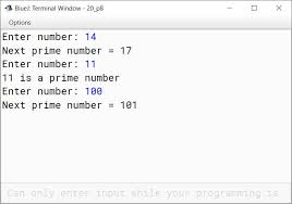 In order to check if a number is prime or not, we can count the number of factors. Next Prime Number Display Java Program Knowledgeboat