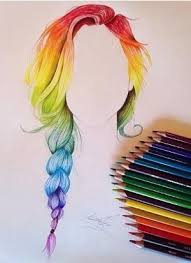 Rainbow Hair Drawing Color Hair Was So Fun To Draw Rainbow Hair Drawing Color By Janice Art Drawings How To Draw Hair Hair Art
