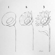 Drawing Ideas Step By Step Drawing Ideas In 2020 Flower Drawing Tutorials Easy Flower Drawings Sunflower Drawing