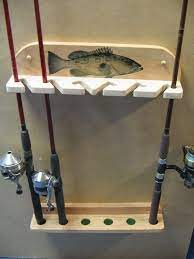 Oak Wall Mount Fishing Rod Rack Etsy Fishing Rod Rack Rod Rack Wall Mounted Fishing Rod Rack