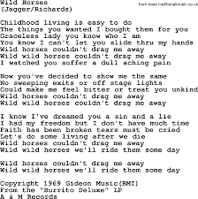 Wild Horses By The Byrds Lyrics With Pdf
