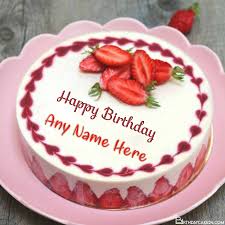 Birthday Cake Images With Name And Photo Fruity Strawberry Birthday Cake With Name In 2020 Strawberry Birthday Cake Happy Birthday Chocolate Cake Cake Name