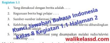 Soal bahasa indonesia ini khususnya untuk kegiatan ulangan harian uh pada semester 1ganjil yang saya sediakan lengkap untuk soal kelas 7 8 9 baik menggunakan kurikulum 2013 maupun ktsp. Kunci Jawaban Bahasa Indonesia Kelas 8 Kegiatan 1 1 Halaman 2 Wali Kelas Sd