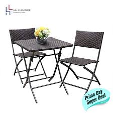 H L Patio Resin Rattan Steel Folding Bistro Set Parma Style All Weather Resistant Resin Wicker 3 Pcs Set Of Foldab Bistro Set Wicker Dining Set Resin Wicker