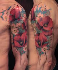 Tatouage crane portant une fleur de coquelicot par u gene. 60 Tatouages De Fleurs De Pavot Ou De Coquelicots
