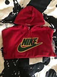 Supreme X Nike Leather Applique Hoodie Sweatshirt Red Applique Hoodie Mens Activewear Nike Leather