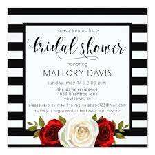 Bridal Shower Invitation Black White Stripes Rose Zazzle Com Black Invitation Bridal Shower Invitations Couples Shower Invitations