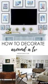 How To Decorate Around The Tv With A Tv Gallery Wall A Blissful Nest Decor Around Tv Living Room Tv Wall Wall Decor Living Room