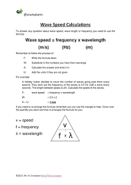 Sample problem 3) a wave has wavelength of 10 m and a speed of 340 m/s. Wave Speed Calculations Teaching Resources