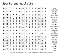 download word search on sports and activity