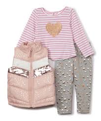 Nannette Baby Light Pink Puffer Vest Set Infant