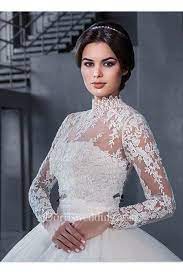 Modern High Neck Lace Appliques 2018 Wedding Dress Ball Gown Long Sleeve Long Sleeve Wedding Dress Lace Sheer Wedding Dress Plus Size Wedding Gowns