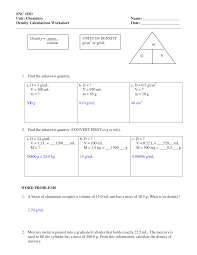 Density Worksheets With Answers Density Worksheet With
