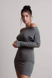 Don't wait to look great. Iris Off Shoulder Ribbed Long Sleeve Bodycon Dress In Hunter Green 38 Tobi Us