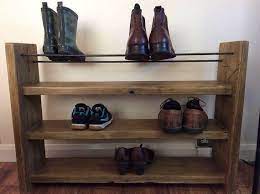 reclaimed wood shoe rack with steel rebar rustic shoes long computer desk