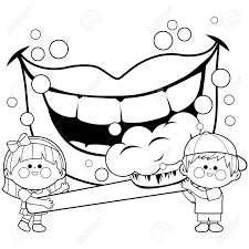 This apple coloring page features a picture of an apple to color for back to school. Children Holding A Toothbrush And Brushing Teeth Coloring Book Royalty Free Cliparts Vectors And Stock Illustration Image 91103949