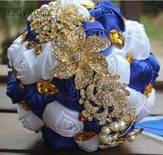 Check spelling or type a new query. Gold Brooch Jewelry Crystals Bridal Bouquet Artificial Roses Rhinestones Royal Blue White Wedding Bouquet De Mariage Exotique Wedding Bouquets Aliexpress