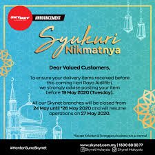Just enter your tracking number. Skynet Malaysia Announcement To Ensure Your Delivery Are Received Advisable To Post Your Shipment Before 19 May 2020 Tuesday To Avoid Delay In Conjunction With Hari Raya Aidilfitri 2020 Celebration Couriermalaysia