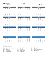 The calendar downloads are also compatible with google docs and open office. 2022 Australia Calendar With Holidays